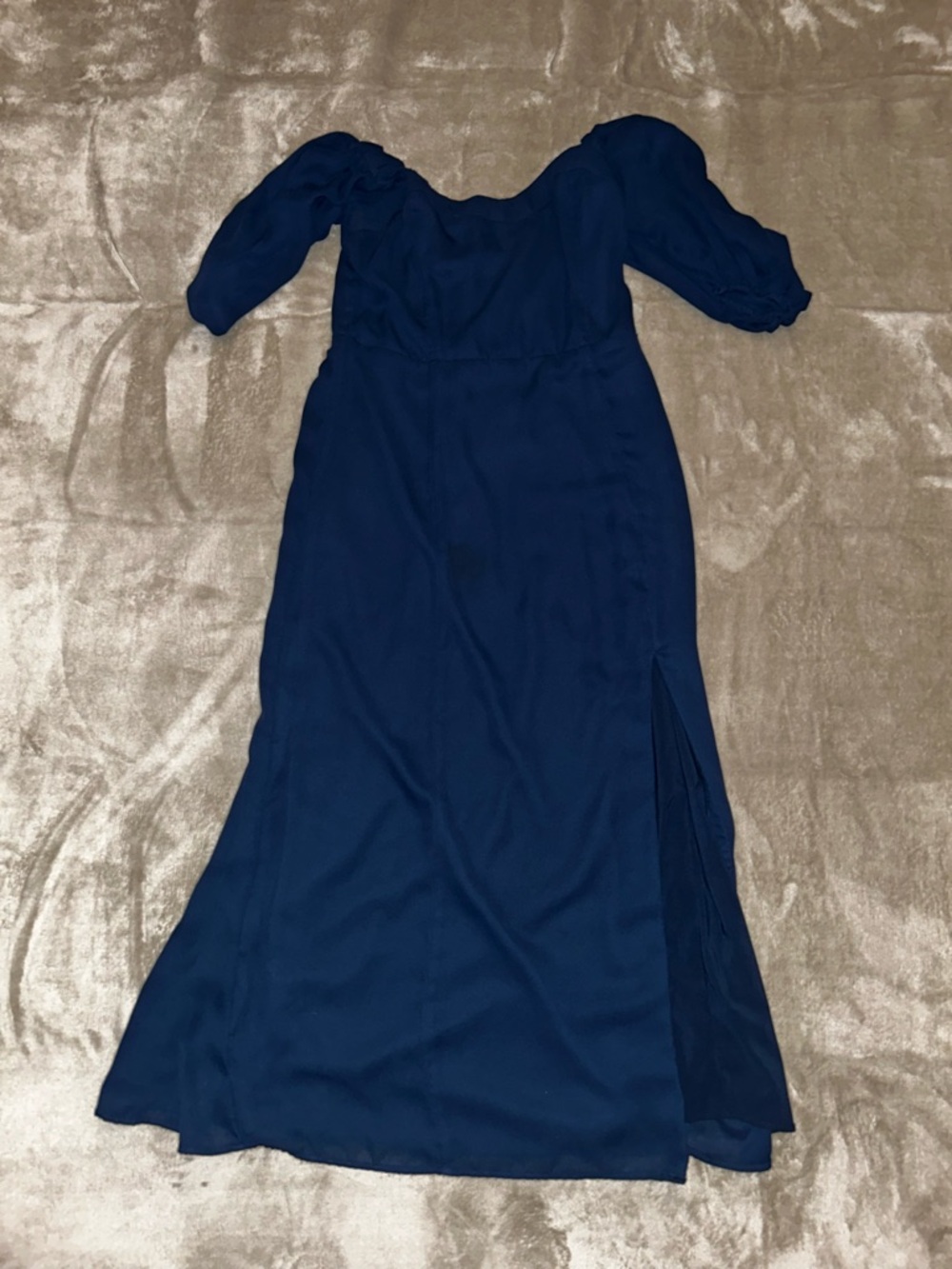 Abercrombie & Fitch Navy Off-Shoulder Maxi Dress with Side Slit M - Picture 2 of 10